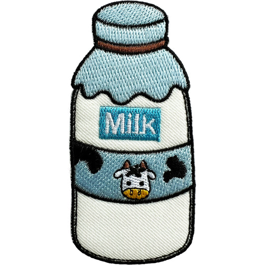 Milk Bottle Patch Iron Sew On Clothes Jackets Farm Dairy Cow Embroidered Badge