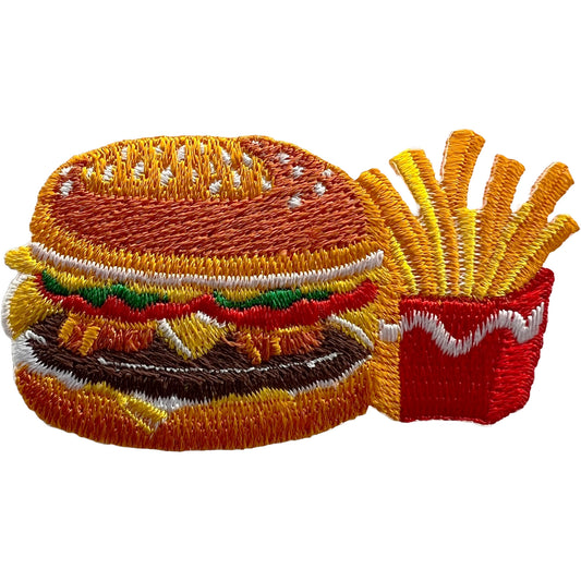 Burger Fries Embroidered Patch Iron Sew On Clothes Shirt Jacket Embroidery Badge