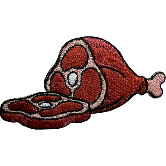 Cartoon Ham Meat Patch Food Embroidered Badge Iron Sew On Clothes Crafts Decal