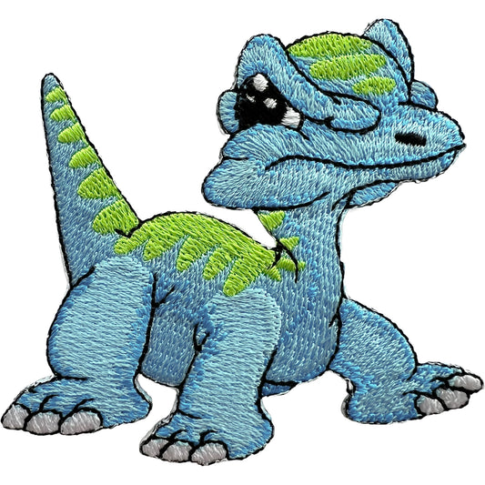 Turquoise Blue Dinosaur Patch Iron On Sew On T Shirt Jeans Bag Embroidered Badge