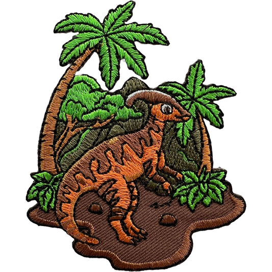 Dinosaur Palm Trees Patch Embroidered Badge Iron Sew On T Shirt Jeans Bag Crafts