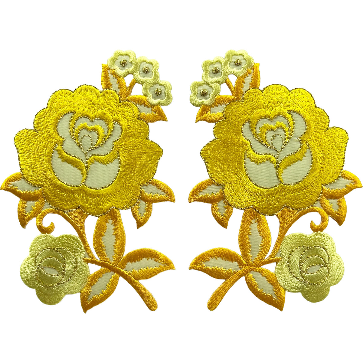 Pair of Yellow Flower Patches Iron Sew On Dress TShirt Skirt Flowers Patch Badge