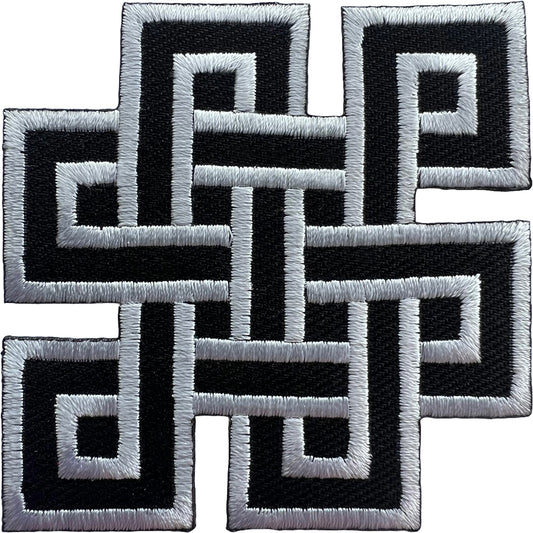 Endless Knot Patch Iron Sew On Clothes Bags Geometric Tibetan Embroidered Badge