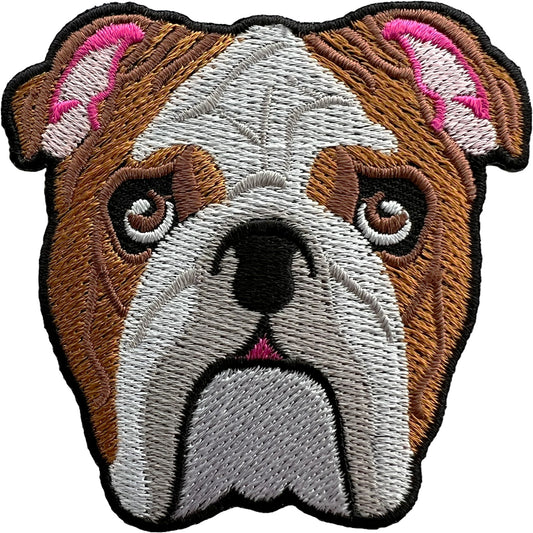 Bulldog Patch Iron Sew On Clothes Bags Jacket Shirt Jumper Dog Embroidered Badge