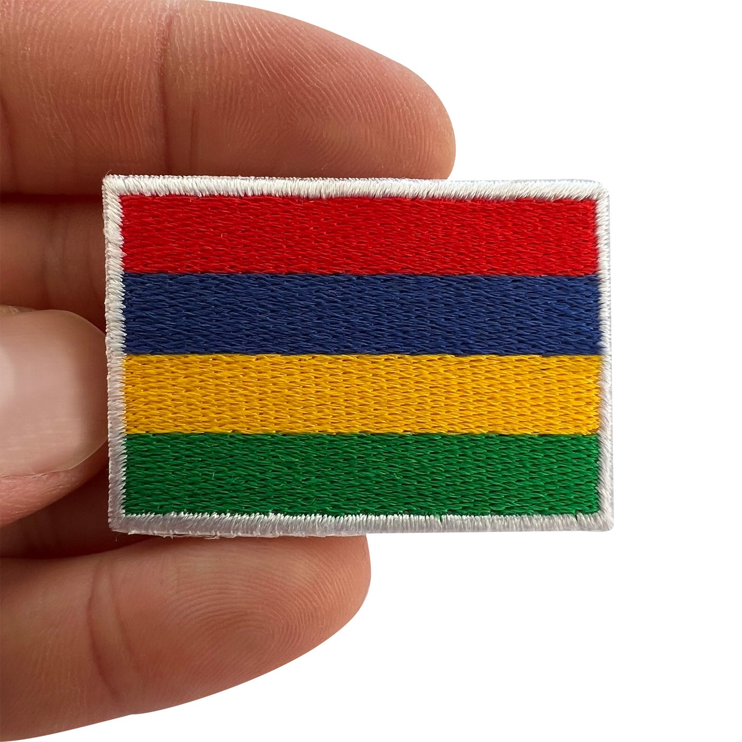 Mini Mauritius Flag Patch Iron Sew On T Shirt Jacket Bag Small Embroidered Badge