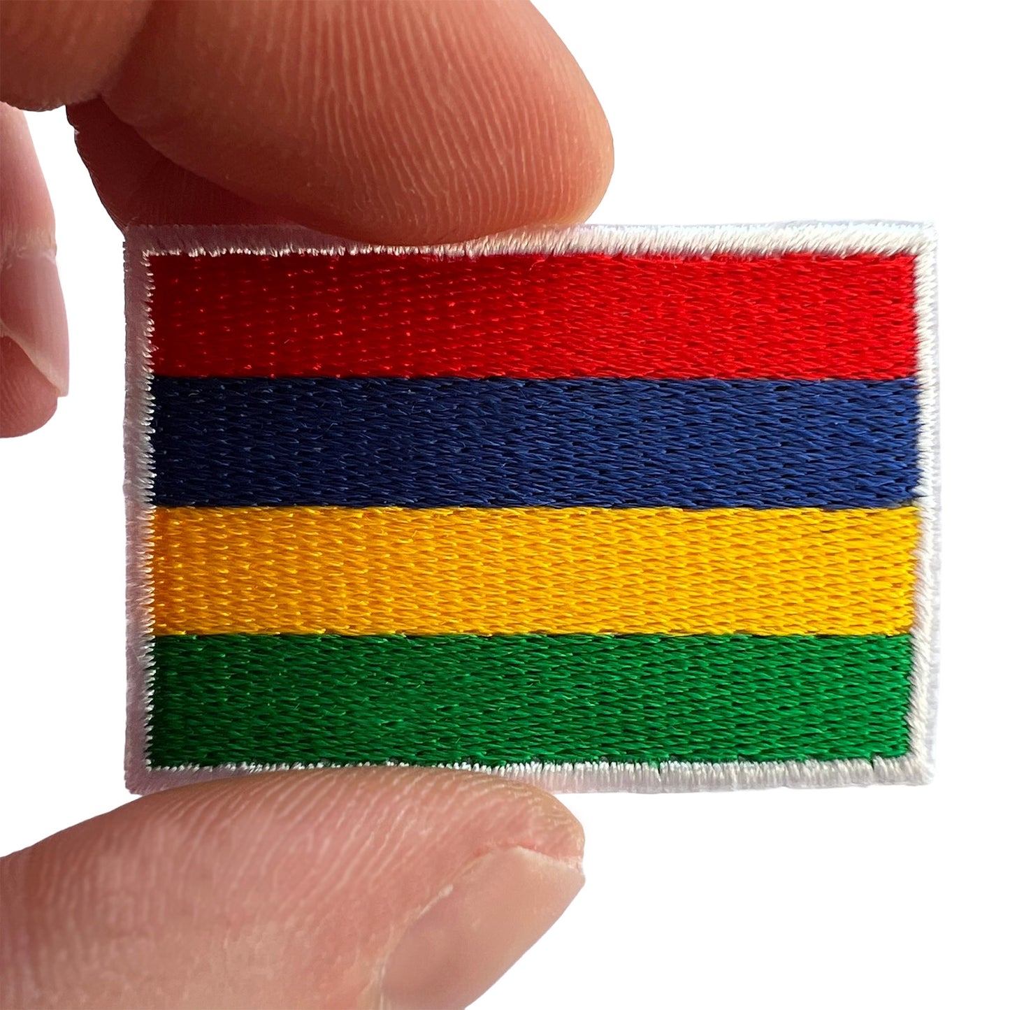 Mini Mauritius Flag Patch Iron Sew On T Shirt Jacket Bag Small Embroidered Badge
