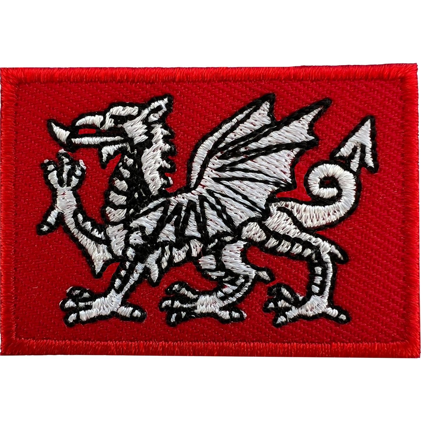 Mini White Dragon Flag Patch Iron Sew On Small UK England Wales Embroidery Badge