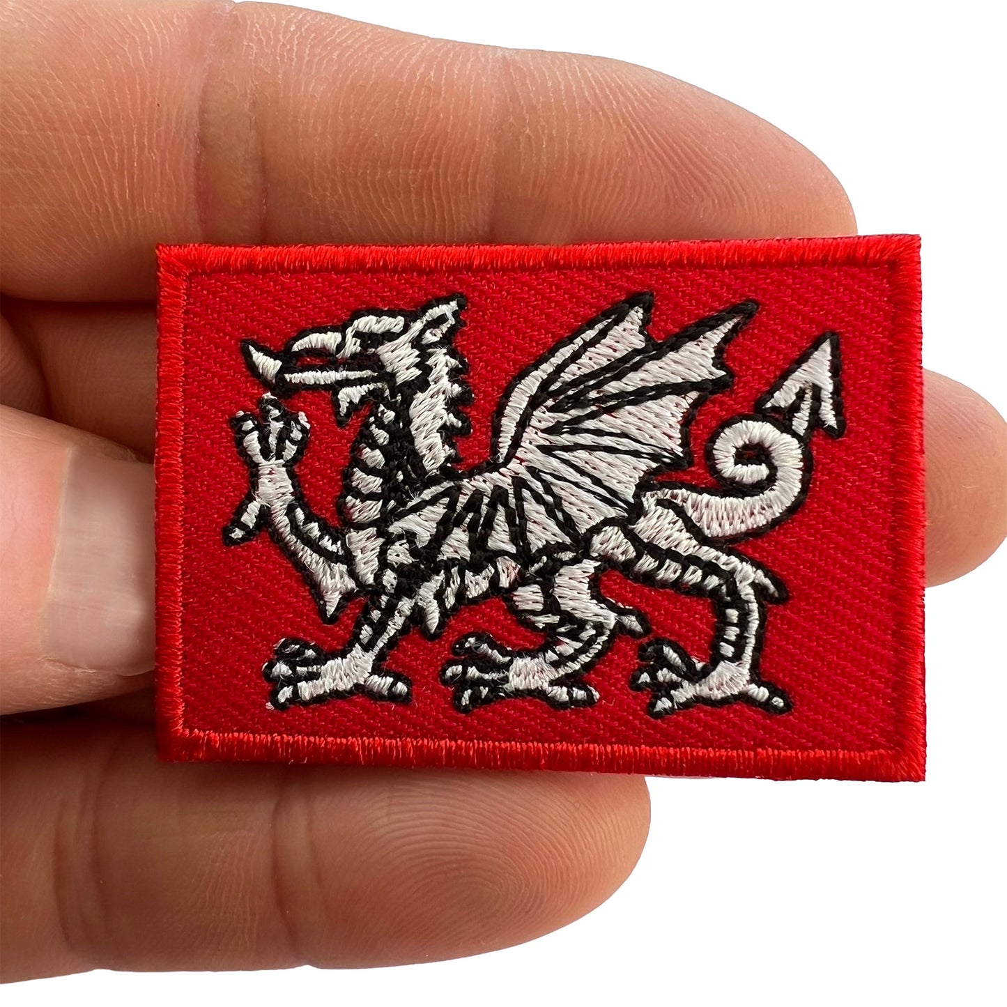 Mini White Dragon Flag Patch Iron Sew On Small UK England Wales Embroidery Badge