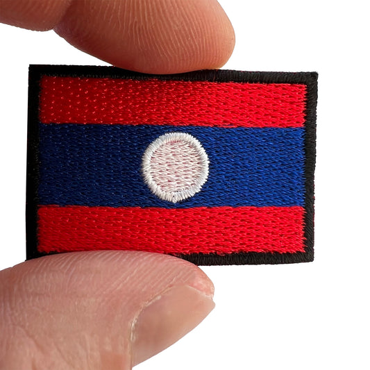 Mini Laos Flag Patch Iron Sew On Clothes Jeans Jacket Bag Small Embroidery Badge