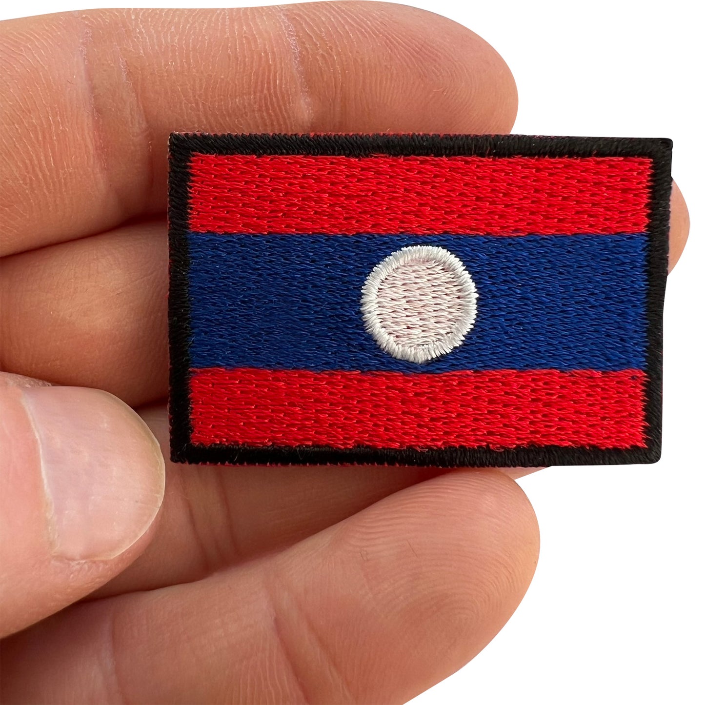 Mini Laos Flag Patch Iron Sew On Clothes Jeans Jacket Bag Small Embroidery Badge