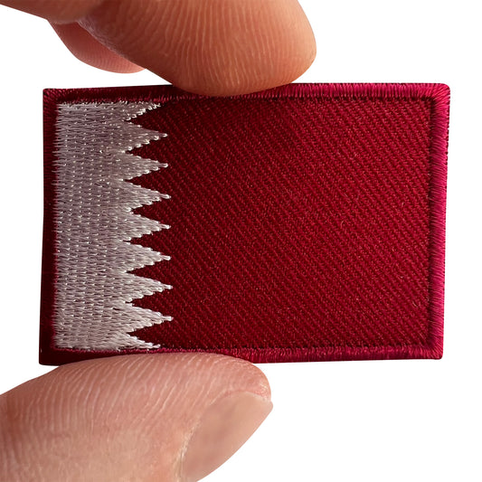 Mini Qatar Flag Patch Iron Sew On Denim Jeans Jacket Bag Small Embroidered Badge