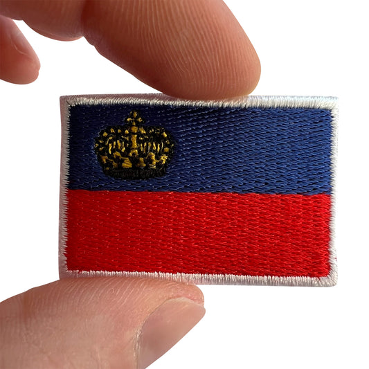 Mini Liechtenstein Flag Patch Iron On Sew On T Shirt Bag Small Embroidered Badge