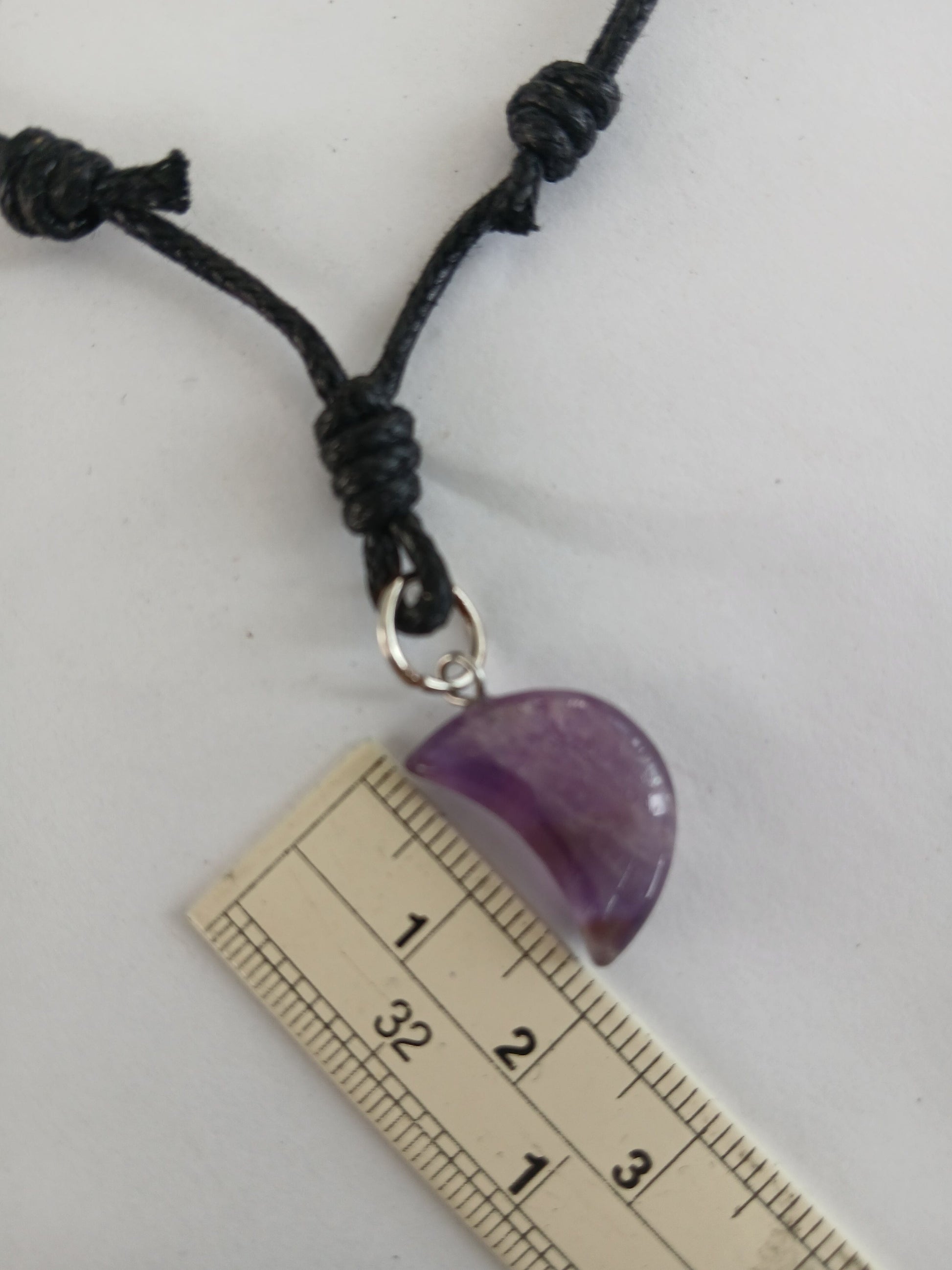 Amethyst Crescent moon crystal gemstone healing charm star pendant necklace with black cord  choker jewellery for women and girls