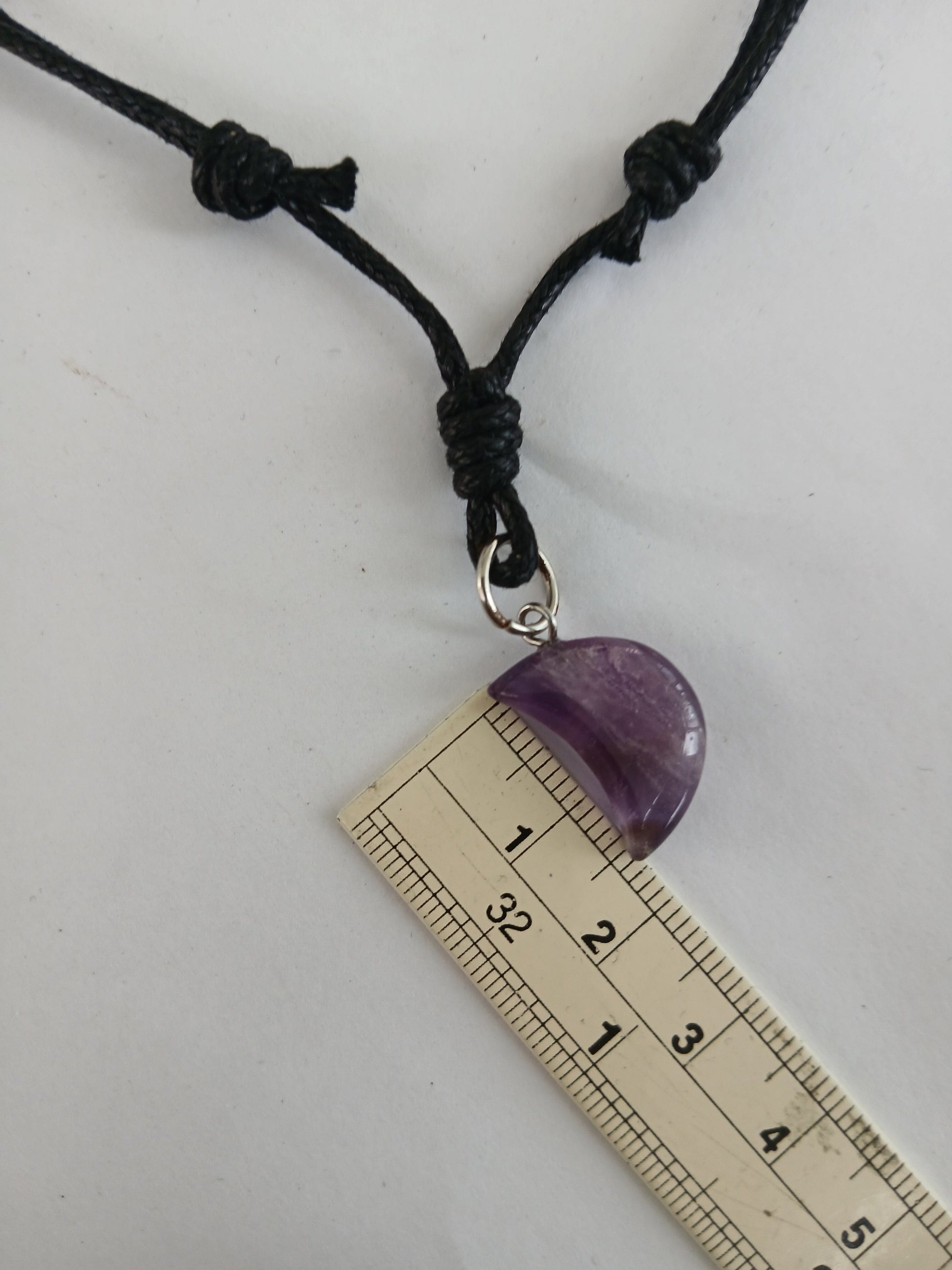 Amethyst Crescent moon crystal gemstone healing charm star pendant necklace with black cord  choker jewellery for women and girls