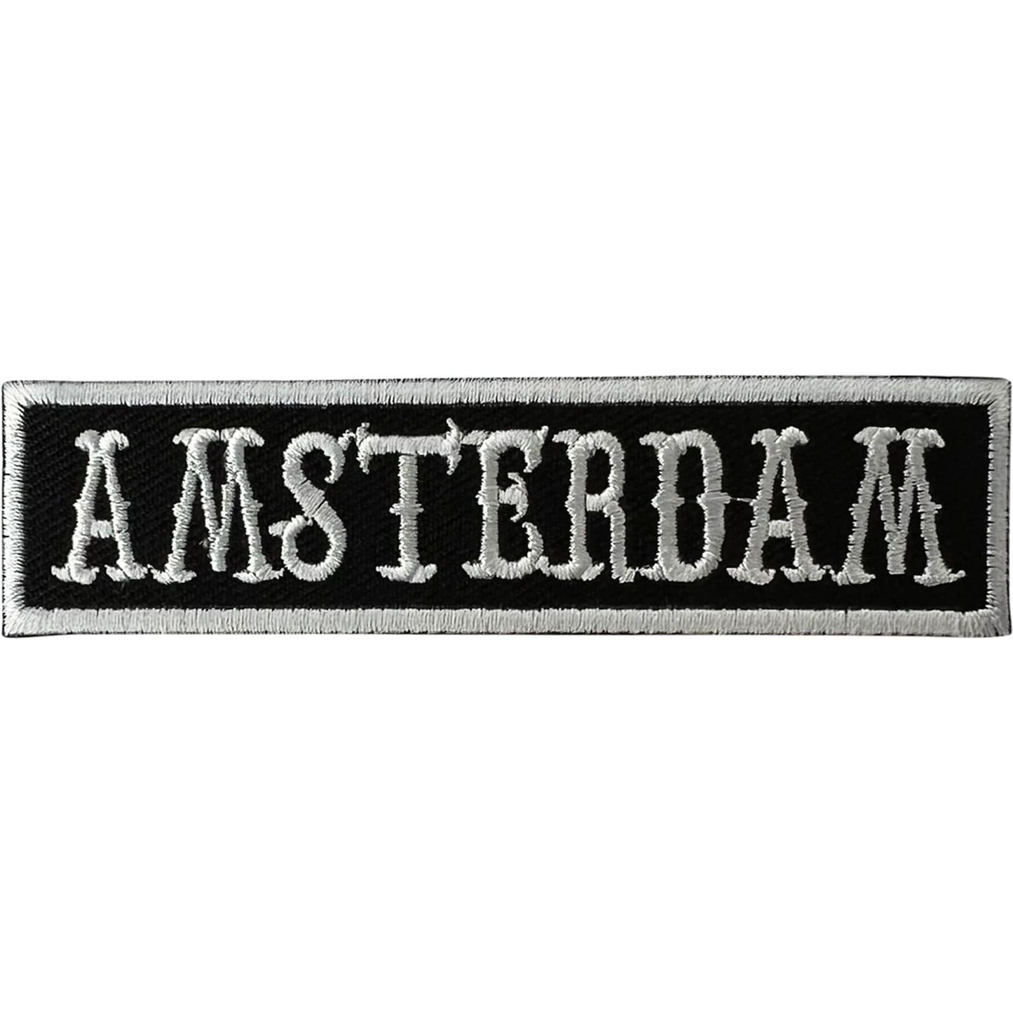Amsterdam Patch Iron On Sewing On Black Embroidered Badge Applique Motif Decal
