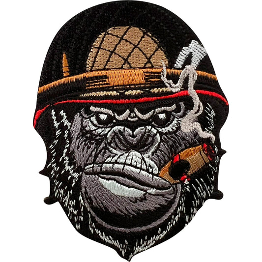 Army Gorilla Smoking Cigar Patch Iron Sew On Clothes Military Embroidered Badge