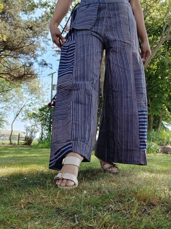 Baggy Flared Palazzo Wide Leg Trousers Rose Navy Blue Womens Flare Harem Pants