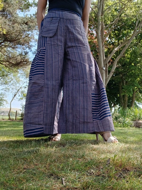 Baggy Flared Palazzo Wide Leg Trousers Rose Navy Blue Womens Flare Harem Pants