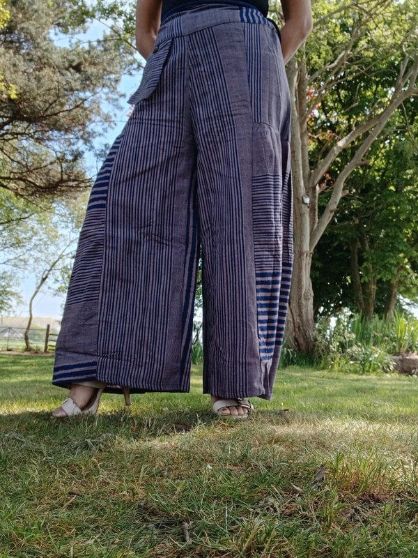 Baggy Flared Palazzo Wide Leg Trousers Rose Navy Blue Womens Flare Harem Pants