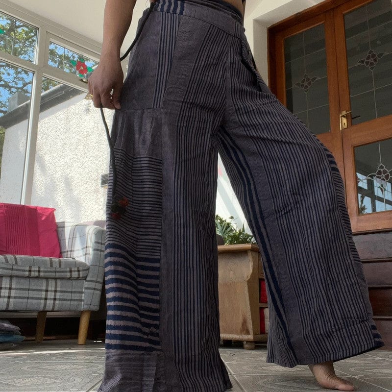 Baggy Flared Palazzo Wide Leg Trousers Rose Navy Blue Womens Flare Harem Pants