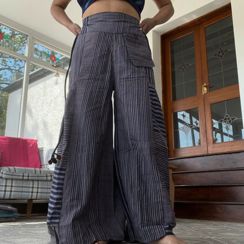 Baggy Flared Palazzo Wide Leg Trousers Rose Navy Blue Womens Flare Harem Pants