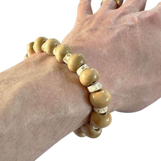 Beaded Wood Bracelet Wristband Bangle Mens Womens Boys Girls Handmade Jewellery