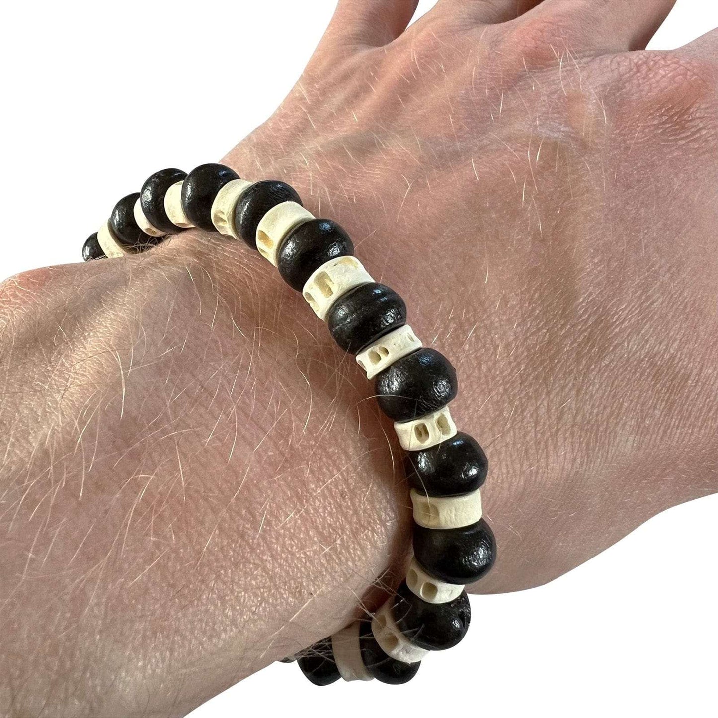 Beaded Wood Bracelet Wristband Bangle Wooden Beads Mens Boys Handmade Jewellery