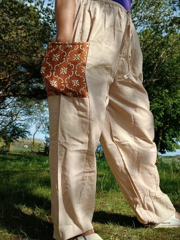 Beige Cream Brown Harem Pants Summer Holiday Travel Mens Womens Hippie Trousers