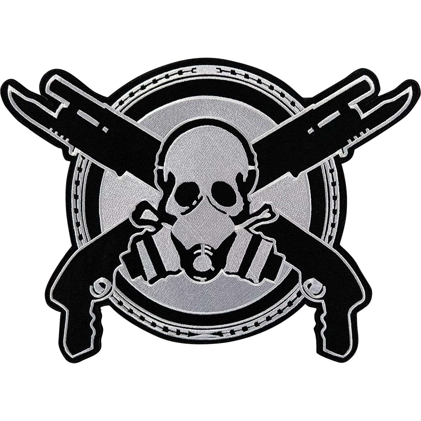 Big Iron Sew On Hoodie T Shirt Patch Large Skull Guns Gas Mask Embroidered Badge