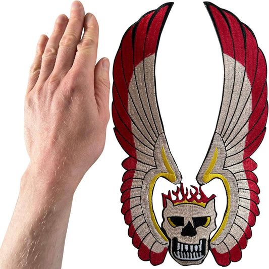 Big Large American Indian Feather Wings Skull Patch Iron Sew On Embroidery Badge