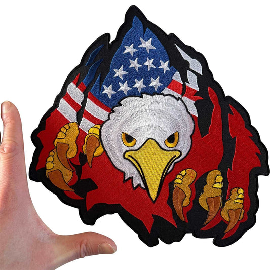 Big Large Eagle USA Flag Coat Jacket Patch Iron On Sew On Bird Embroidered Badge