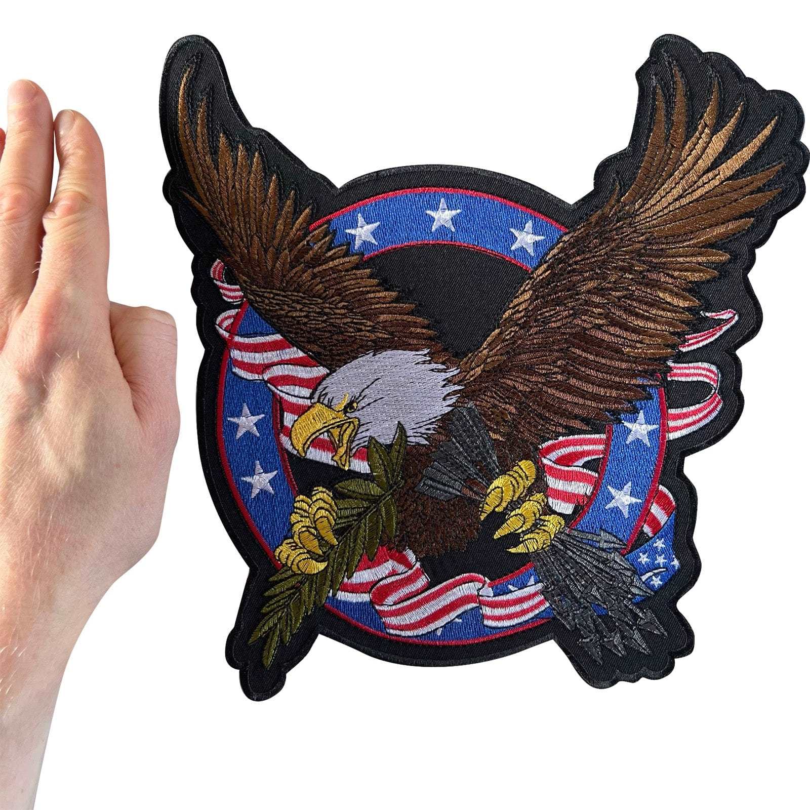 Big Large Eagle USA Flag Patch Iron Sew On Jacket Bird America Embroid