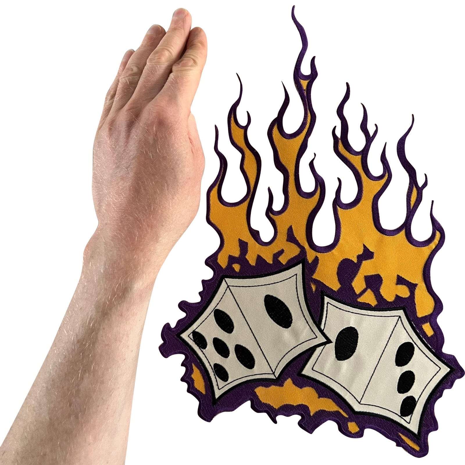 Big Large Fire Dice Patch Iron Sew On Motorbike Jacket Biker Embroidered Badge