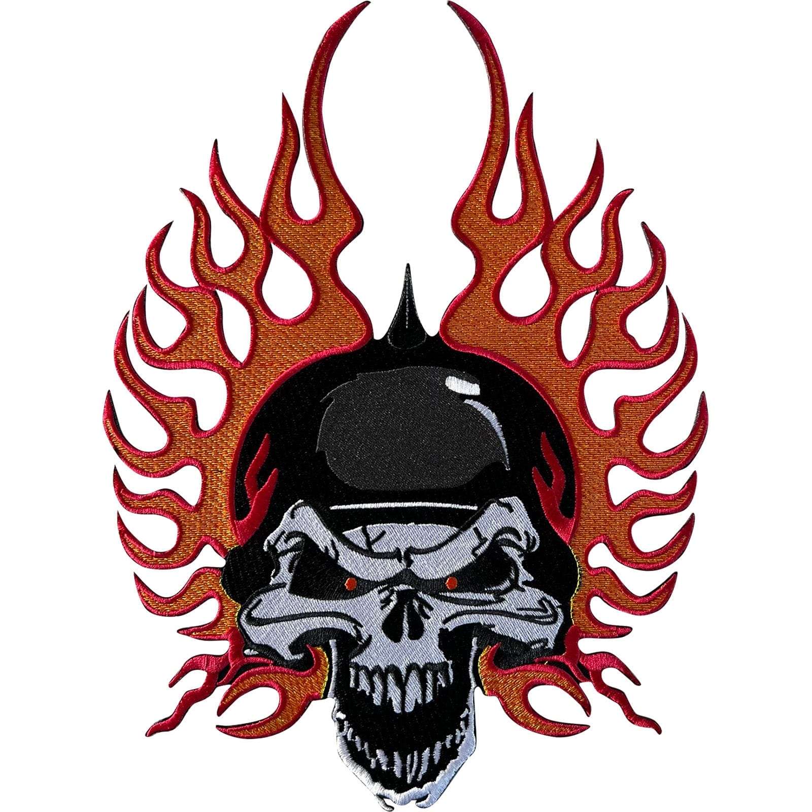 Big Large Fire Skull Patch Iron On Sew On Leather Denim Jacket Embroidered Badge