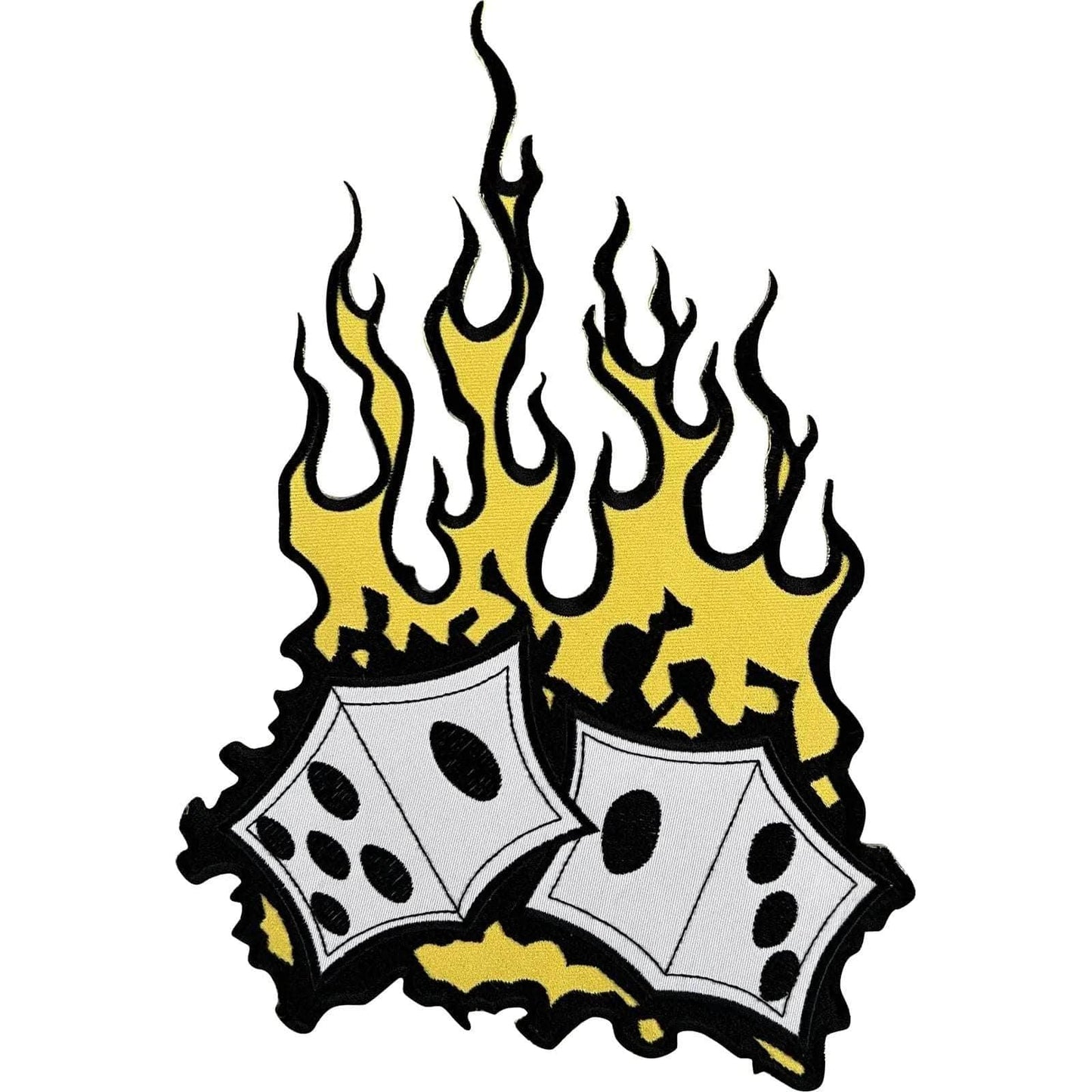 Big Large Flaming Dice Iron Sew On Jacket Coat Patch Embroidered Clothes Badge