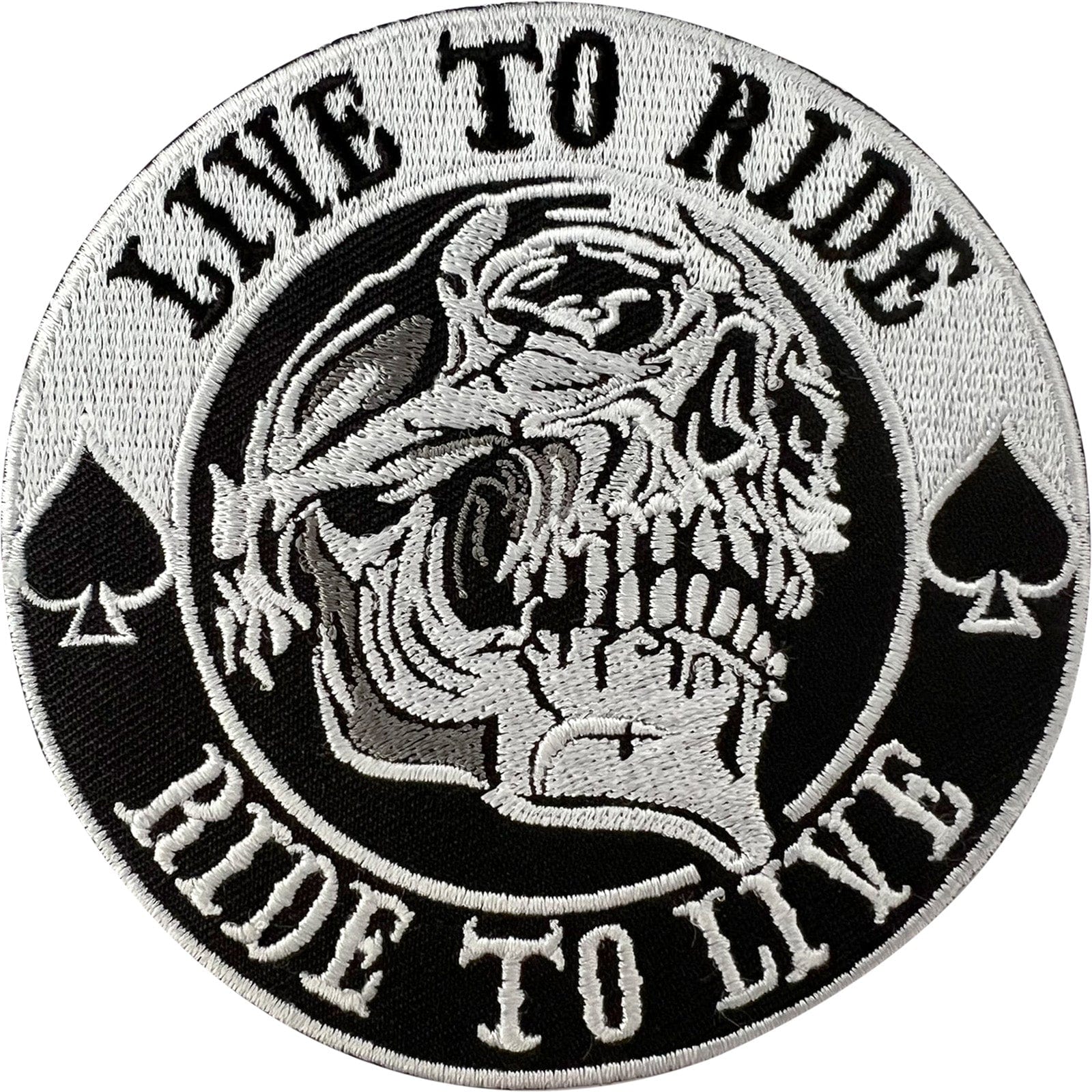 Biker Skull Spades Patch Iron Sew On Cloth Motorcycle Motorbike Embroidery Badge