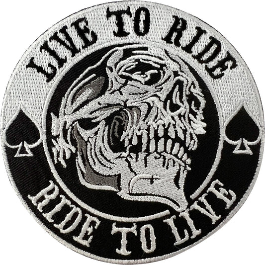 Biker Skull Spades Patch Iron Sew On Cloth Motorcycle Motorbike Embroidery Badge