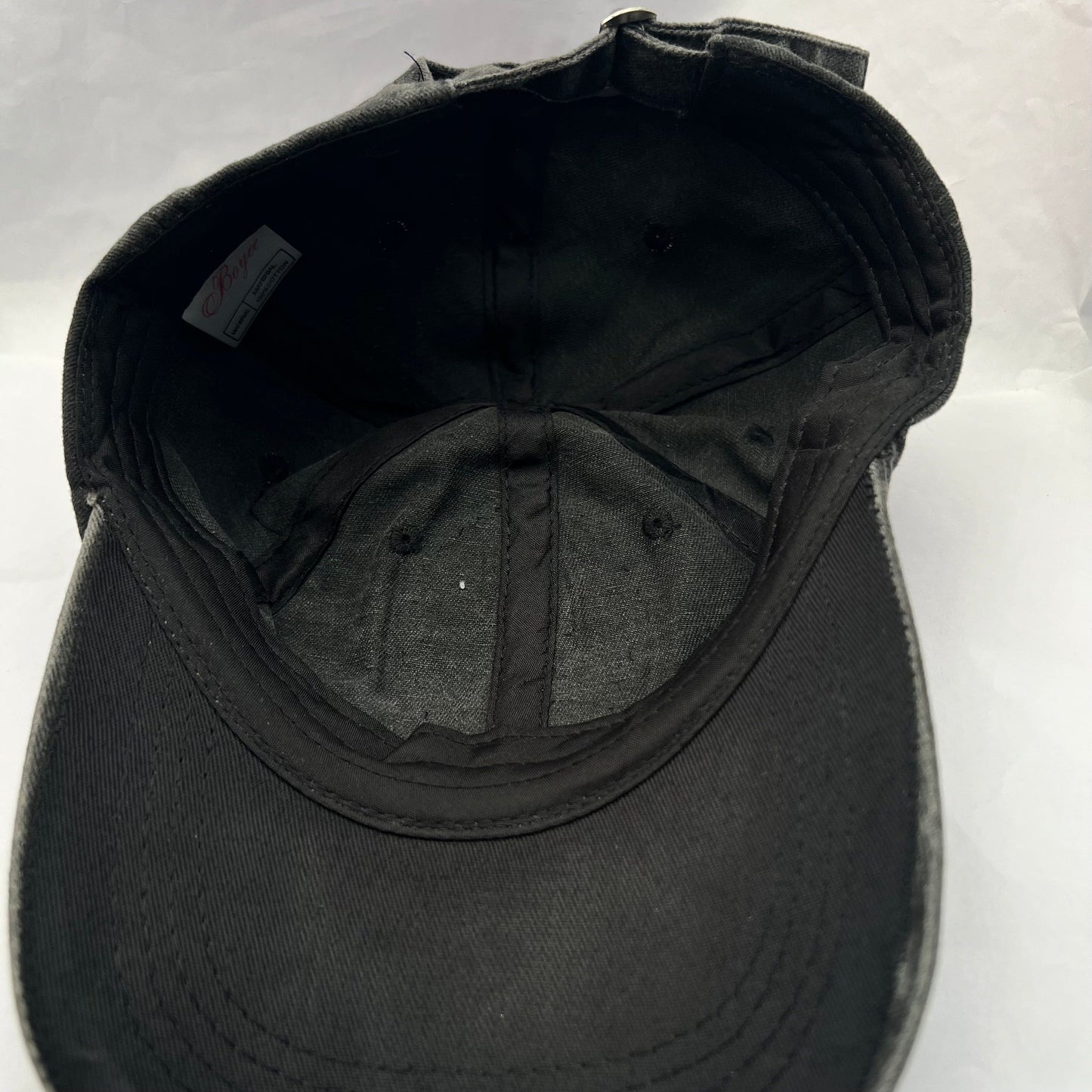 Black Baseball Cap Grey Skull Embroidered patch on Cap one size Hat Unisex Cap