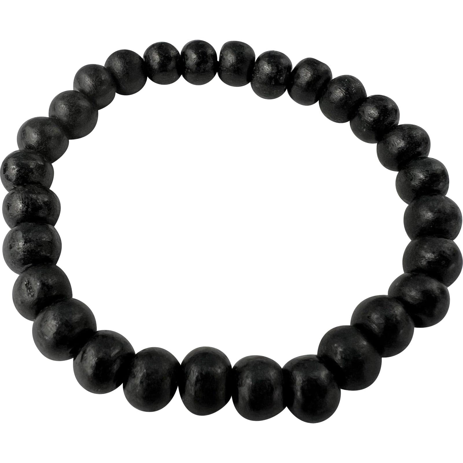 Black Beaded Wood Bracelet Wristband Mens Womens Wooden Beads Handmade Jewellery