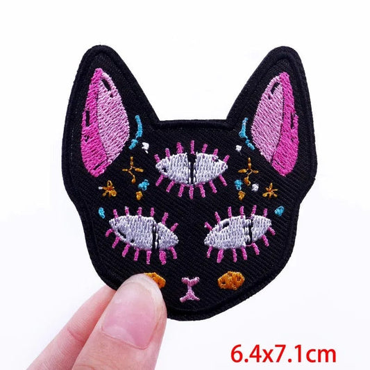 Black Cat Patch Iron Sew On Denim Dress Shorts Skirt T Shirt Embroidered Badge