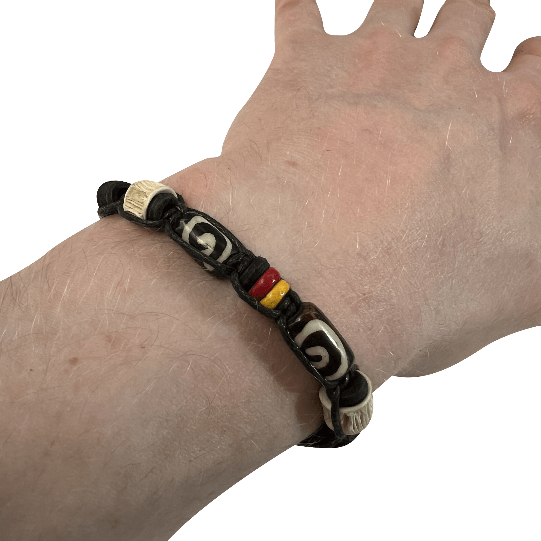 Black Cotton Coconut Wood Beads Bracelet Wristband Bangle Mens Womens Jewellery