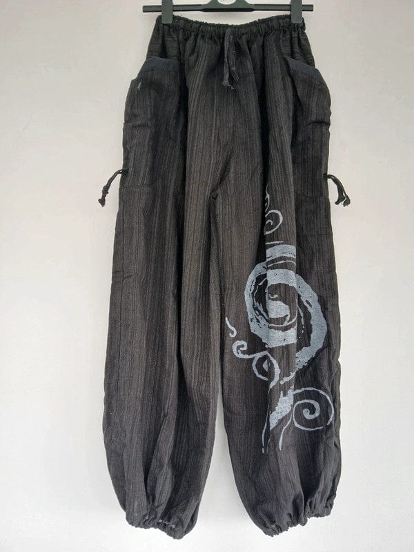 Black Harem Pants Genie Bohemian Baggy Gypsy Aladdin Hippie Trousers One Size