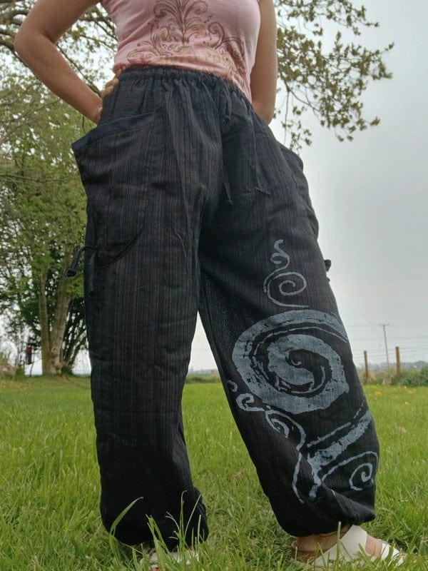 Black Harem Pants Genie Bohemian Baggy Gypsy Aladdin Hippie Trousers One Size