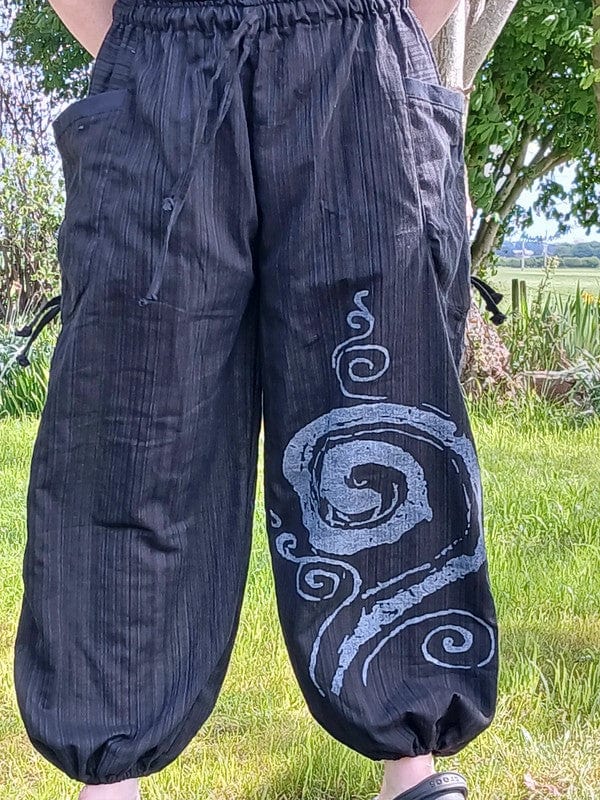 Black Harem Pants Genie Bohemian Baggy Gypsy Aladdin Hippie Trousers One Size