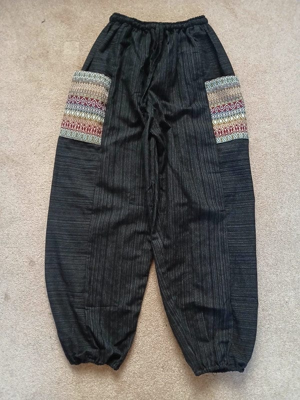 Black Harem Pants Lightweight Summer Holiday Travel Mens Womens Hippy Trousers