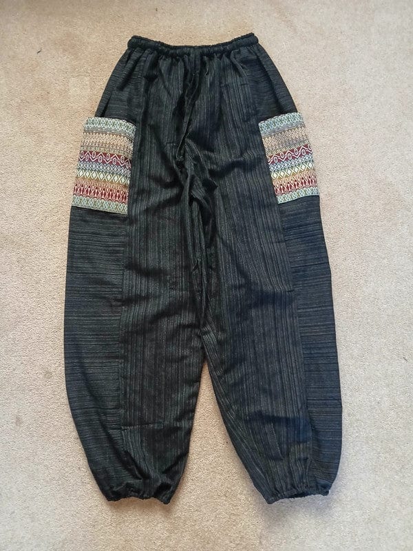 Black Harem Pants Lightweight Summer Holiday Travel Mens Womens Hippy Trousers