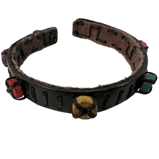 Black Leather Bracelet Wristband Bangle Mens Womens Gothic Punk Rock Jewellery