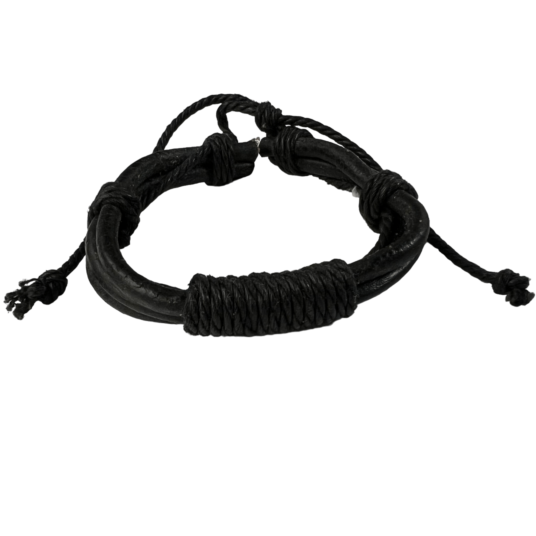 Black Leather Bracelet Wristband Bangle Mens Womens Gothic Punk Tribal Jewellery