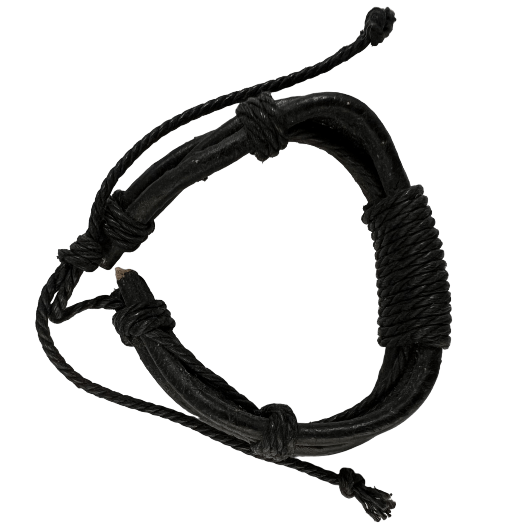 Black Leather Bracelet Wristband Bangle Mens Womens Gothic Punk Tribal Jewellery