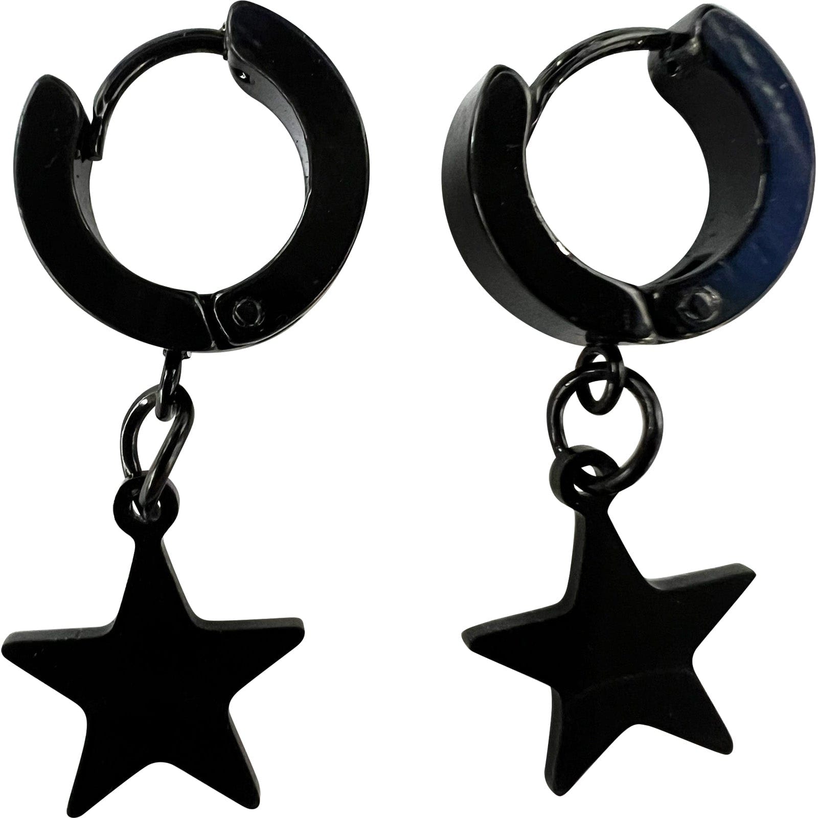 Black Star Hoop Huggie Stud Earrings Small Ear Studs Mens Womens Girls Jewellery
